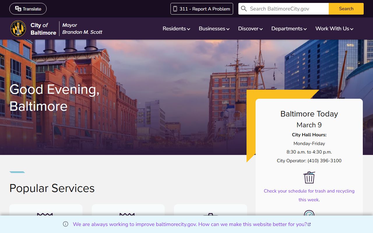 Baltimore City Government website for death index and vital records access