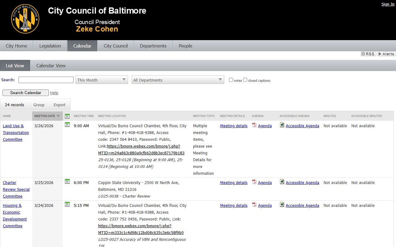 Baltimore City Council legislation portal covering death index access policies