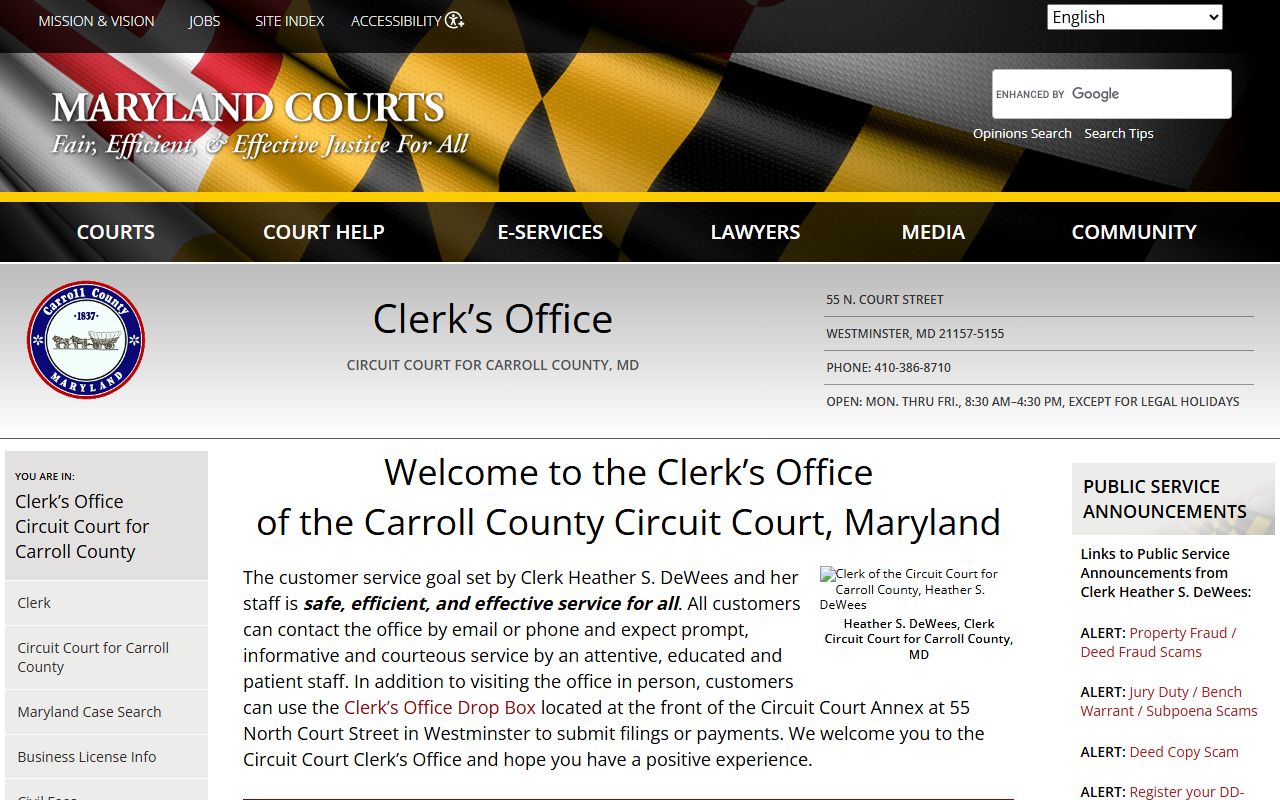 Carroll County Circuit Court death index records