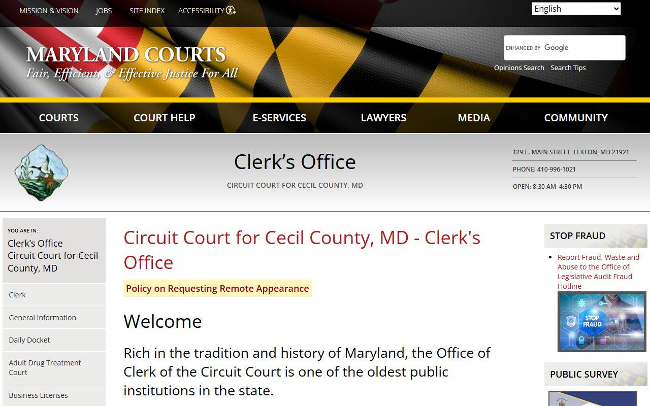 Cecil County Circuit Court death index research