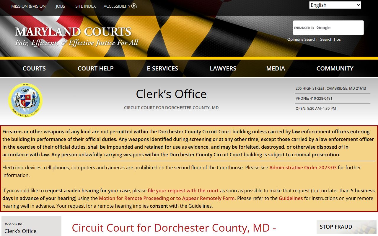 Dorchester County Circuit Court death index records in Cambridge Maryland