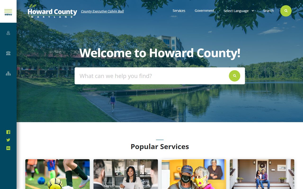 Howard County government website portal related to death index services in Columbia Maryland