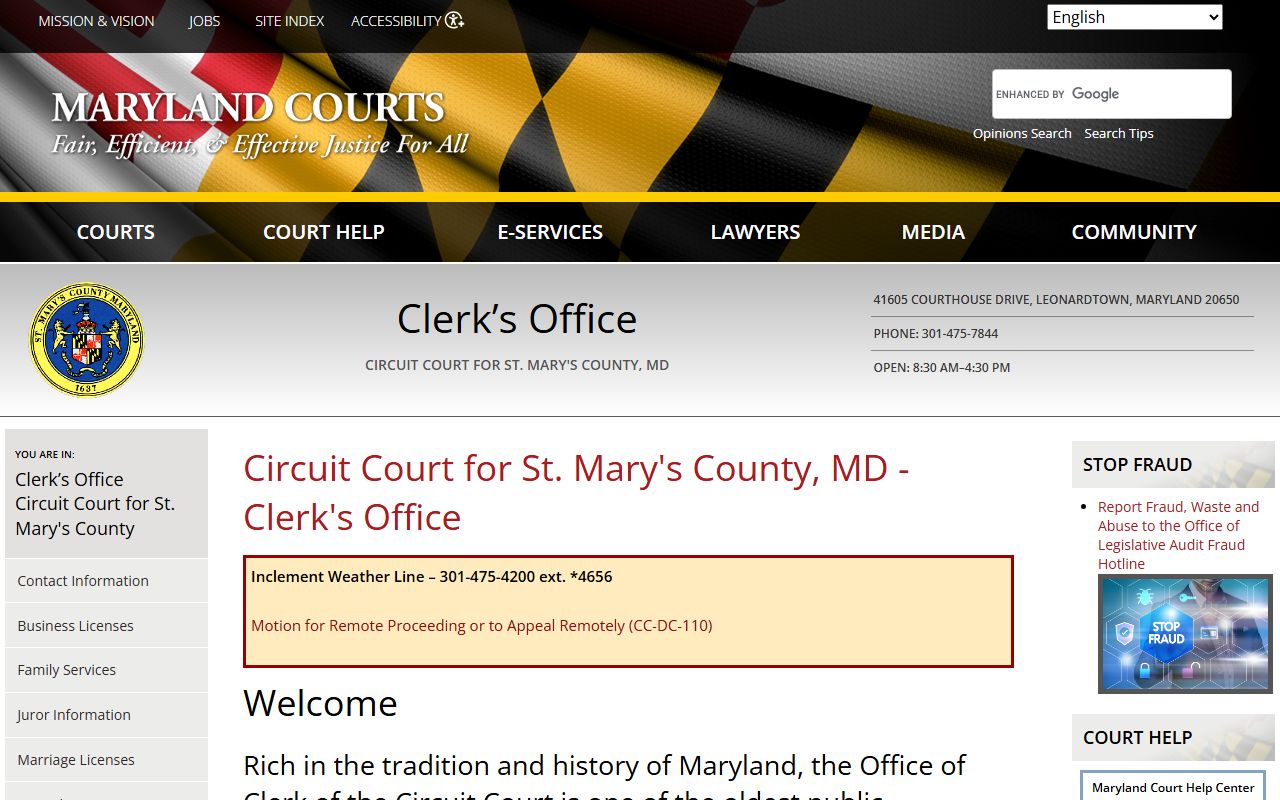 St. Mary's County circuit court death index estate records