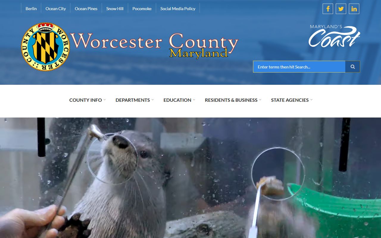 Worcester County Government website for death index and vital records in Snow Hill